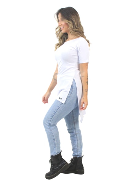 Blusa Feminina Long Line Branco REF: VSC12