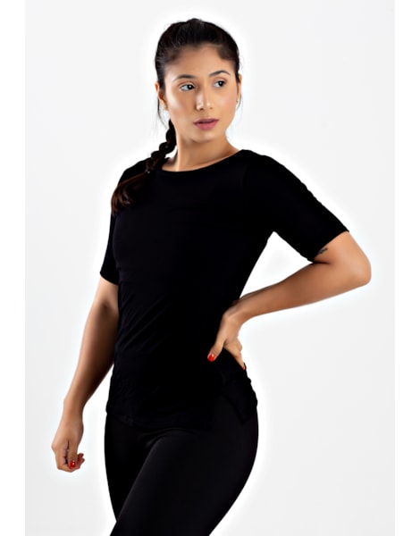 Blusa Fitness Lisa Manga Curta Metamorfose Preto | MTF40 Blusa Fitness Lisa Manga Curta Metamorfose Preto | MTF40