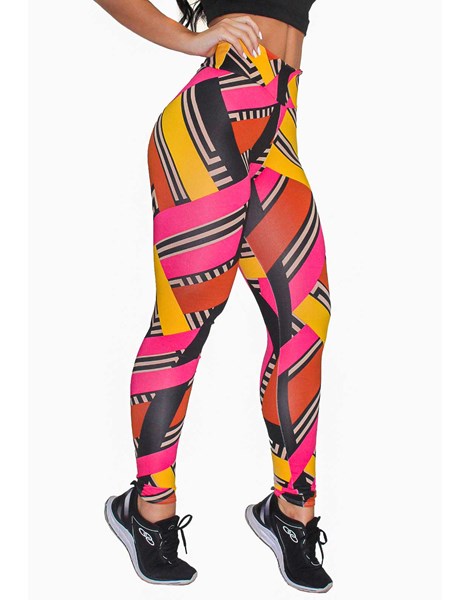 Calça Legging Fitness Estampada Colored Stripes REF: OUT-LXE04