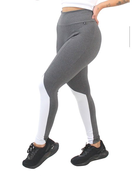 Calça Legging Fitness Mescla Detalhe Branco REF: LX180