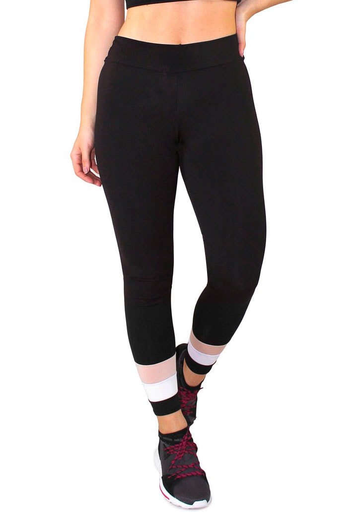 Calça Legging Fitness Preto Com Detalhes Branco e Chocolate REF: LC46 -  Racy Modas