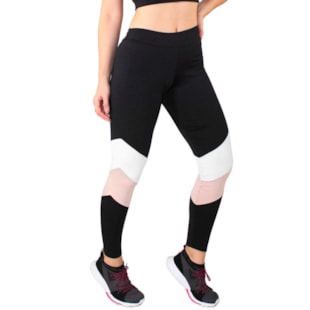 Calça Legging Fitness Preto Com Detalhes Chocolate e Branco REF: LC47