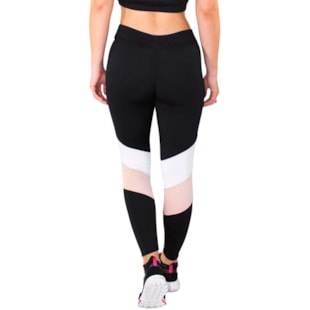 Calça Legging Fitness Preto Com Detalhes Chocolate e Branco REF: LC47