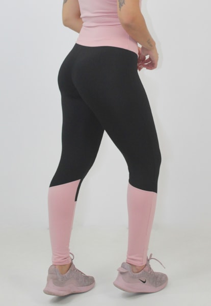 Calça Legging Fitness Preto Detalhe Tule Transparente REF: LX119 - Racy  Modas