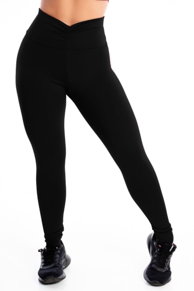 Calça Legging Lisa Detalhe Cós Preto REF: LX315