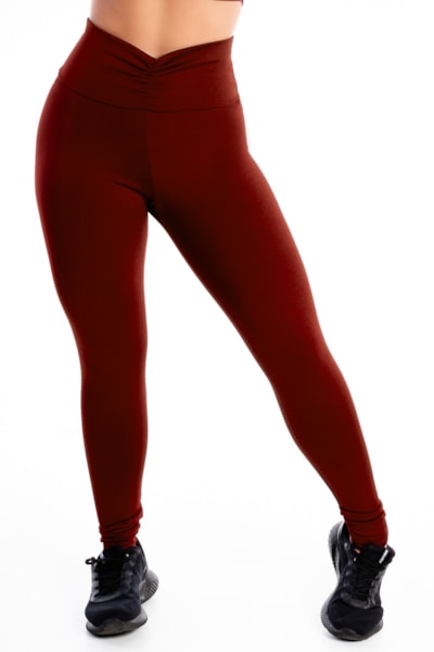 Calça Legging Lisa Detalhe Cós Vermelho REF: LX314