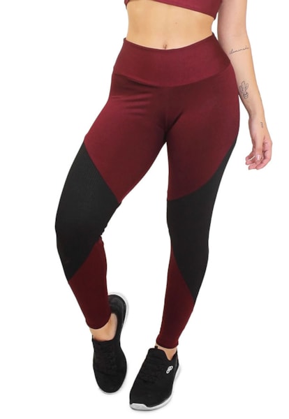 Calça Legging Marsala com Detalhe Preto REF: LC1
