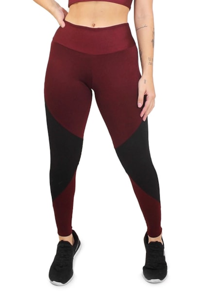 Calça Legging Marsala com Detalhe Preto REF: LC1