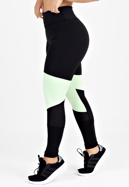 Conjunto Fitness Cropped + Calça Legging Triângulo Preto com Verde Estilo  Dinâmico - Compre Agora!