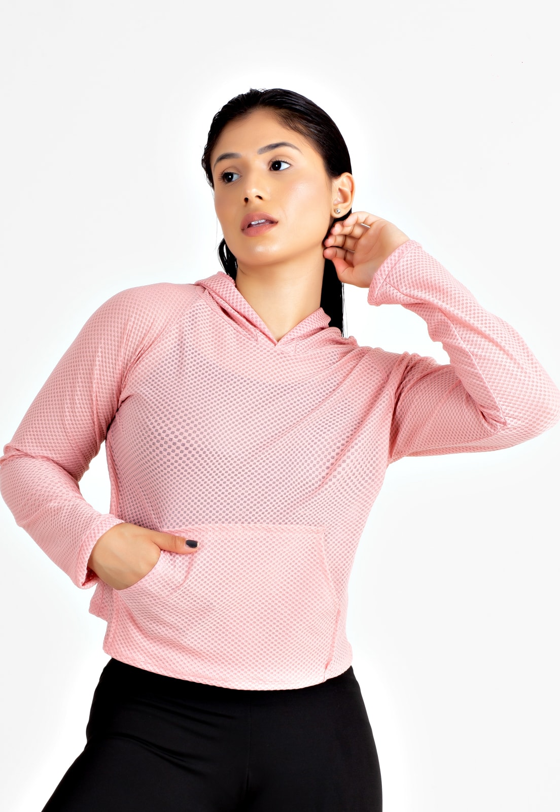 Casaco Fitness Feminino Rosê com Bolso REF: LX120