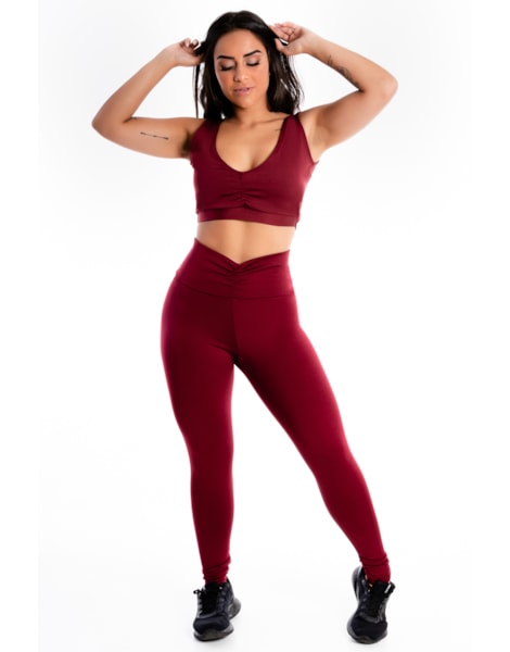 Conjunto Cropped e Calça Legging Lisa Detalhe Busto e Cós REF: LX282 Conjunto Cropped e Calça Legging Lisa Detalhe Busto e Cós REF: LX282