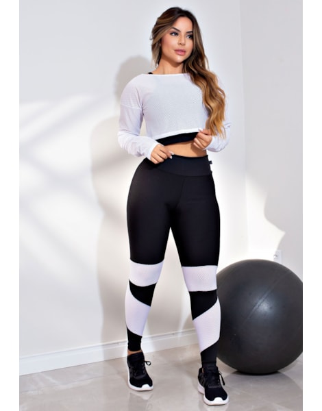 Conjunto Fitness Calça Legging + Cropped Dubai REF: LX147 Conjunto Fitness Calça Legging + Cropped Dubai REF: LX147