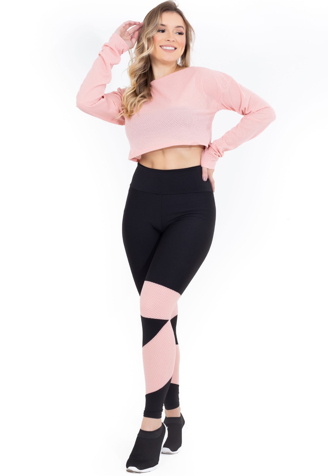 Conjunto Fitness Calça Legging e Top Dry Rosê REF: LX147 - Racy Modas