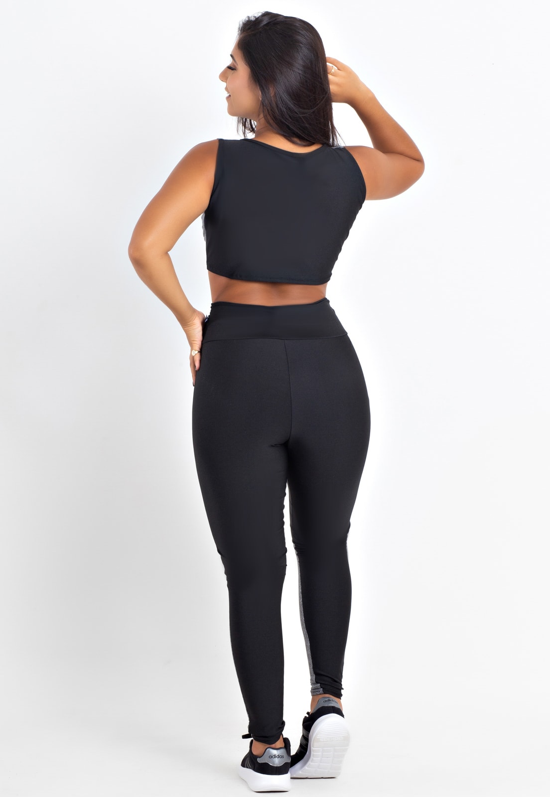 Conjunto Fitness Top Cropped e Calça Legging Detalhe Transparente REF:  LX117 - Racy Modas