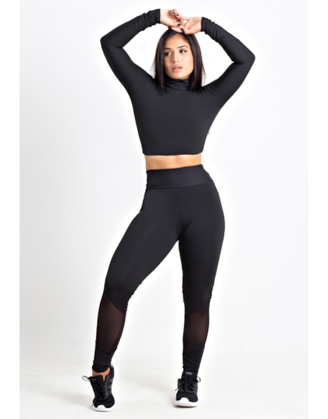 Conjunto Fitness Cropped Manga Longa Calça Legging REF: LX115 Conjunto Fitness Cropped Manga Longa Calça Legging REF: LX115