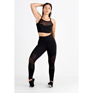 Conjunto Fitness Feminino Calça Legging e Top Transparencia REF: LX128