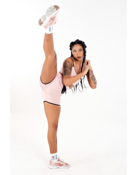 Conjunto Fitness Short Cintura Alta com Cardaço Fake + Cropped Rose Alça Dupla REF: CCA7 Conjunto Fitness Short Cintura Alta com Cardaço Fake + Cropped Rose Alça Dupla REF: CCA7