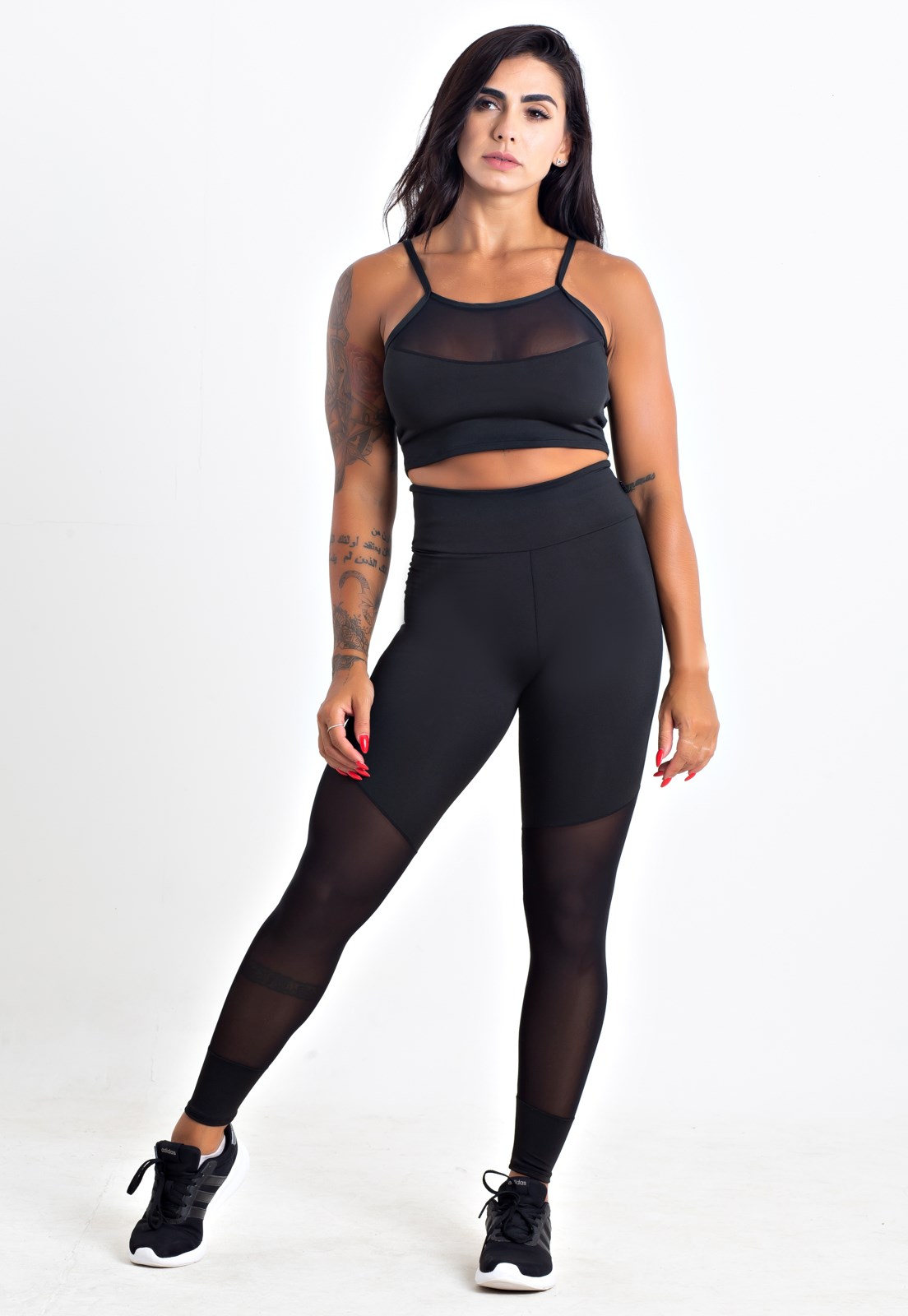 Conjunto Fitness Top Cropped e Calça Legging Detalhe Transparente REF:  LX117 - Racy Modas