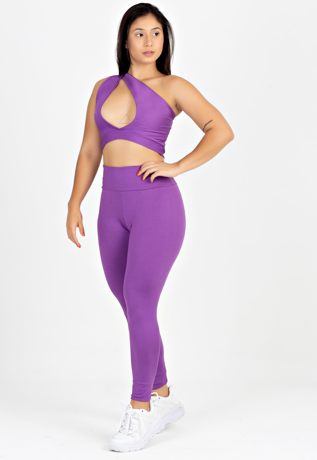 Conjunto Metamorfose Cropped Sustentação + Short Legging Lilás e Roxo  Estilo Ativo com Suporte - Compre Agora!