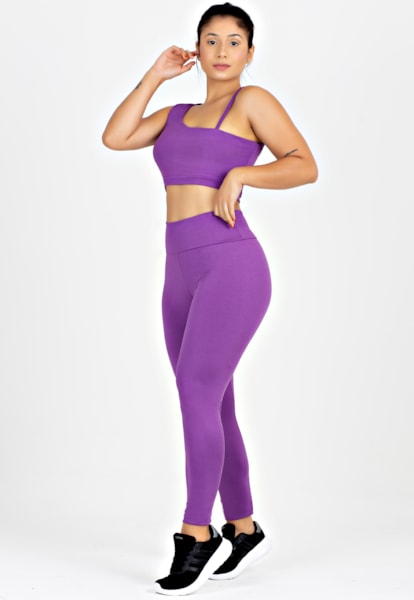 Conjunto Metamorfose Cropped Alcinha Detalhe Nas Costas+ Calça Legging Roxo| MTF16