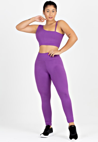 Conjunto Metamorfose Cropped Alcinha Detalhe Nas Costas+ Calça Legging Roxo| MTF16