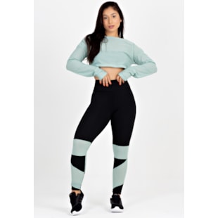 Conjunto Metamorfose Cropped Em Tela + Calça Legging Com Detalhe Verde | MTF26