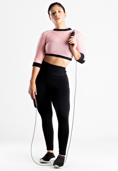 Cropped Feminino Fitness 2 Cores Preto e Rosê REF: LX126