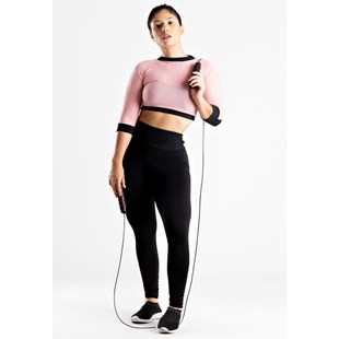 Cropped Feminino Fitness 2 Cores Preto e Rosê REF: LX126