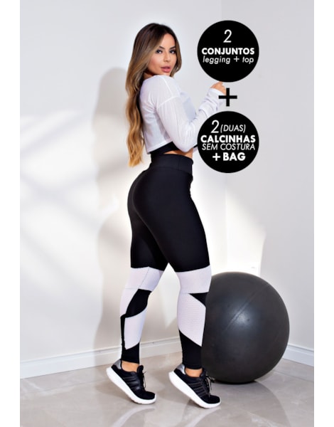 Kit 2 Conjuntos Cropped + Calça Legging (4 PEÇAS) REF: K2LX147 Kit 2 Conjuntos Cropped + Calça Legging (4 PEÇAS) REF: K2LX147