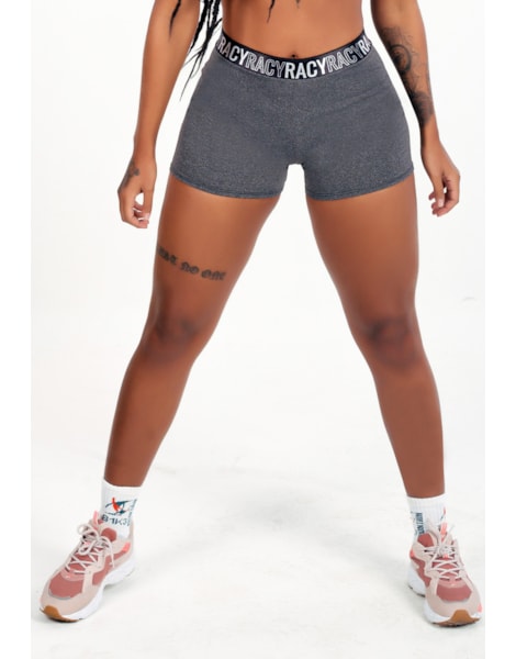 Short Fitness Cintura Alta Cinza Mescla com Elástico Racy REF: CLGA3 Short Fitness Cintura Alta Cinza Mescla com Elástico Racy REF: CLGA3