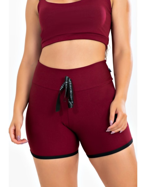 Short Fitness Cintura Alta Marsala com Cardaço Fake Racy REF: CLGA7 Short Fitness Cintura Alta Marsala com Cardaço Fake Racy REF: CLGA7