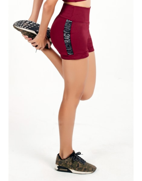 Short Fitness Cintura Alta Marsala com Elástico Lateral Racy REF: CLGA6 Short Fitness Cintura Alta Marsala com Elástico Lateral Racy REF: CLGA6