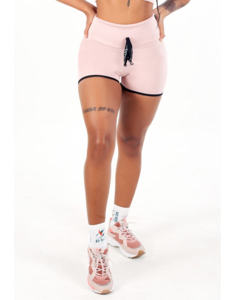 Short Fitness Cintura Alta Rose com Cardaço Fake Racy REF: CLGA7 Short Fitness Cintura Alta Rose com Cardaço Fake Racy REF: CLGA7