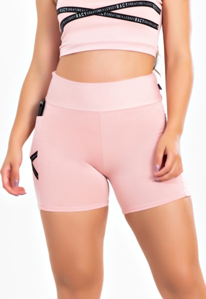 Short Fitness Cintura Alta Rose com Elástico Racy REF: CLGA4