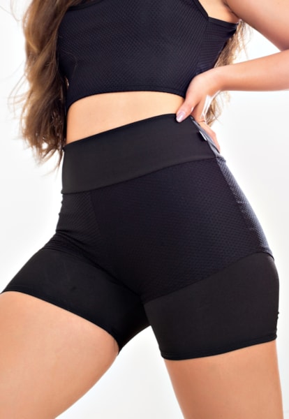Short Saia Corrida Preto Com Tela REF: LX311