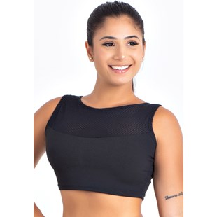 Top Cropped Fitness Preto Liso REF: LX141