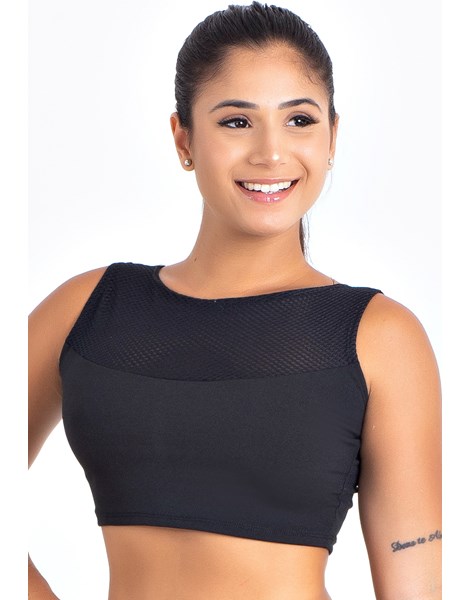 Top Cropped Fitness Preto Liso REF: LX141