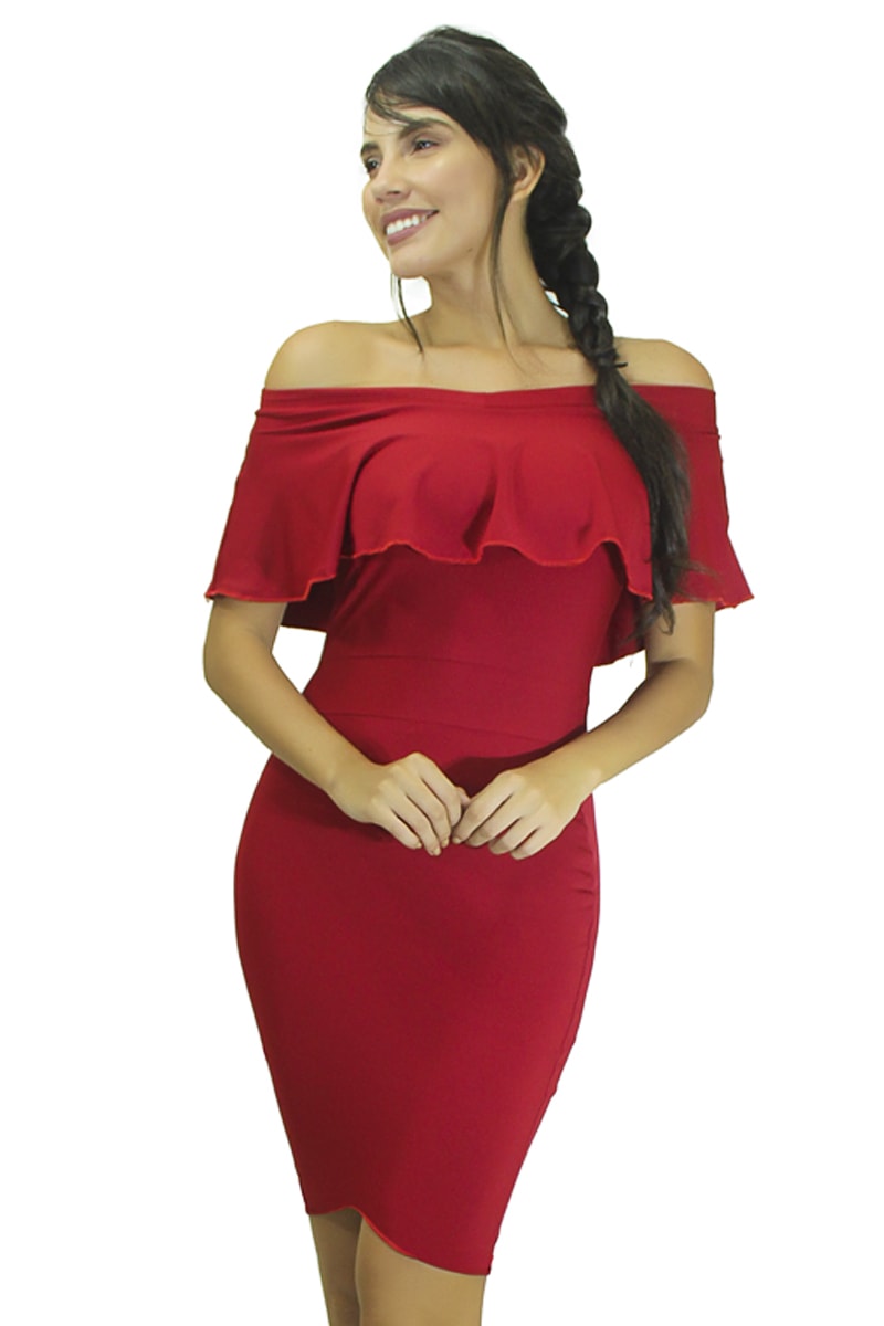 Vestido vermelho curto ombro best sale a ombro