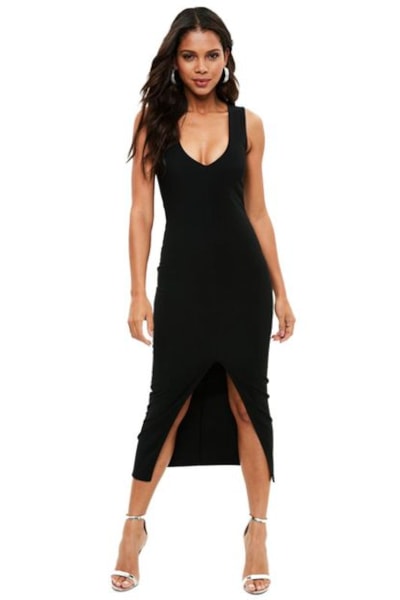 Vestido Feminino Decotado Midi Fenda  Social Festa REF: VRP18
