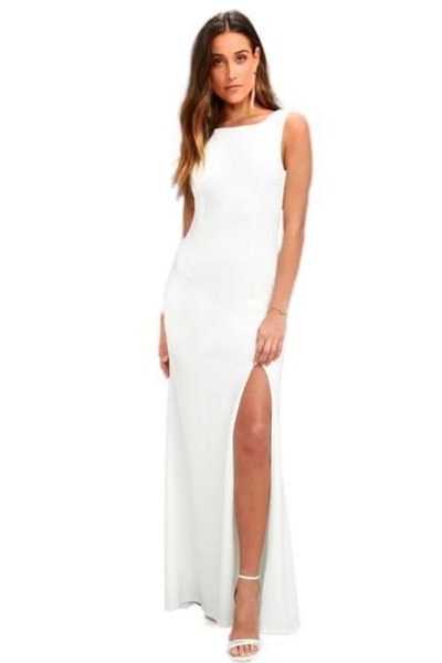 Vestido Longo com Fenda Costa Nua Regata   REF: VRP26
