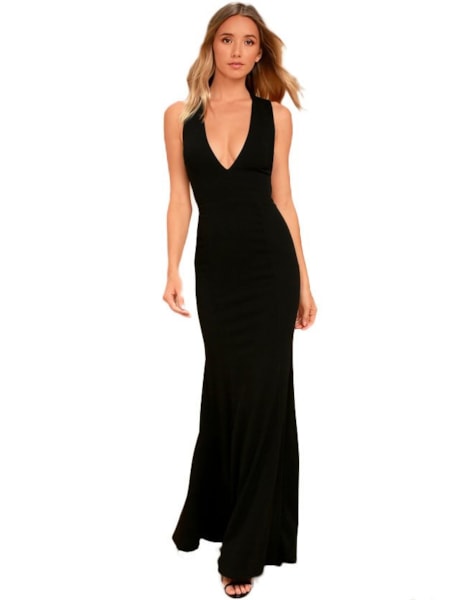 Vestido Longo Feminino Com detalhe cruzado Decote costa nua REF: VRP265 Vestido Longo Feminino Com detalhe cruzado Decote costa nua REF: VRP265