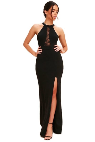 Vestido Longo Fenda Lateral Renda Social Festa REF: VRP5