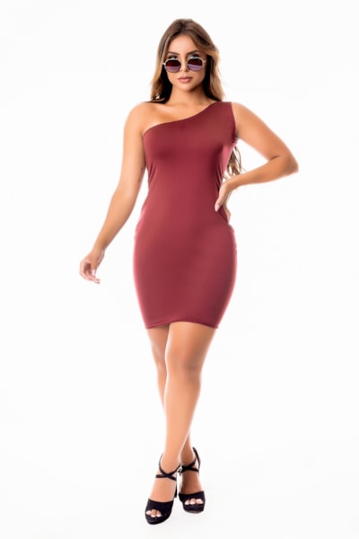 Vestido Tubinho Curto Social Um Ombro Só Social ou Dia a Dia REF: STY36