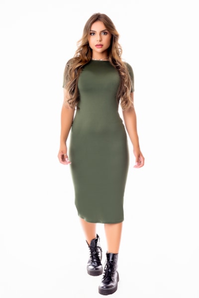 Vestido Tubinho Midi Com Manguinha Evangélico, Social ou Dia a Dia REF: STY24