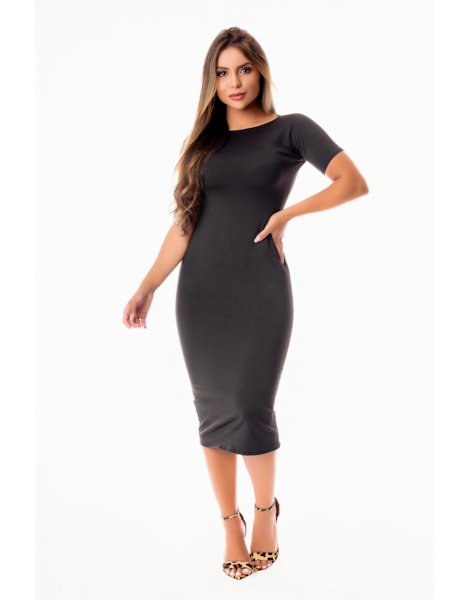 Vestido Tubinho Midi Com Manguinha Evangélico, Social ou Dia a Dia REF: STY25 Vestido Tubinho Midi Com Manguinha Evangélico, Social ou Dia a Dia REF: STY25