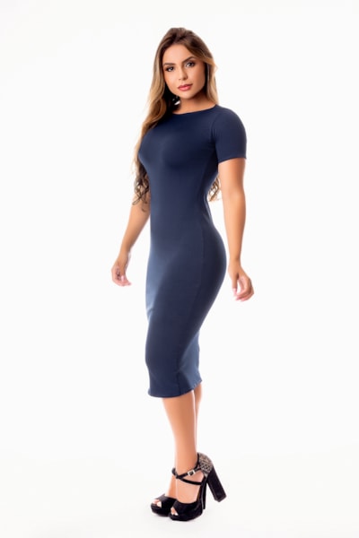 Vestido Tubinho Midi Com Manguinha Evangélico, Social ou Dia a Dia REF: STY26