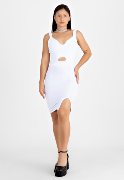 Vestido Tubinho Social Curto com Alcinha Branco | NR35