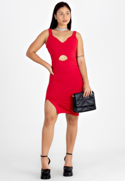 Vestido Tubinho Social Curto com Alcinha Vermelho | NR35